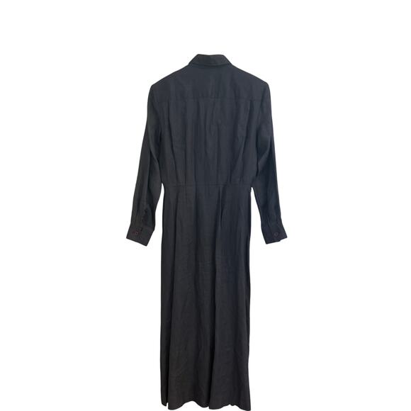 Vintage 80s Bergdorf Goodman Linen Shirt Dress Sz 8 Navy “On the Plaza” Label - Picture 6 of 16